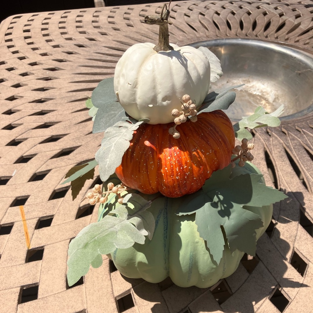 Fall Stacked triple Pumpkins Decoration